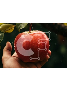 Intra Συλλεκτικό Ξύλινο Παζλ Plywood  4mm - Κοντινή εικόνα ενός ατόμου που κρατά ένα αναζωογονητικό μήλο Σε Ξύλινο Κουτί - Διαστάσεις: 10x10 cm – 25 κομμάτια