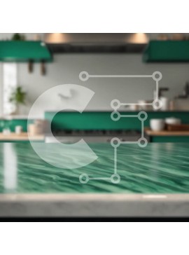 Intra Συλλεκτικό Ξύλινο Παζλ Plywood  4mm - Πράσινο Μαρμάρινο Πάγκο Κουζίνας με Λευκά Ντουλάπια Σε Ξύλινο Κουτί - Διαστάσεις Puzzle: 10x10 cm – 25 κομμάτια