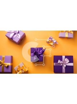 Intra Συλλεκτικό Ξύλινο Παζλ Plywood  4mm - Πολύχρωμα κουτιά δώρων σε πορτοκαλί φόντο Σε Ξύλινο Κουτί - Διαστάσεις Puzzle: 10x10 cm – 25 κομμάτια