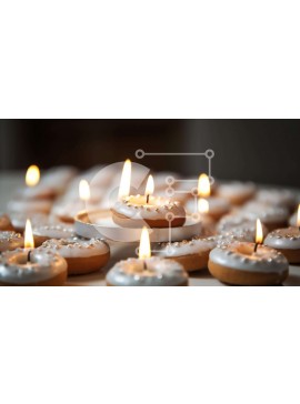 Σετ των 2 Intra Συλλεκτικό Ξύλινο Παζλ Plywood  4mm - Ντόνατς με κεριά σε ένα τραπέζι Σε Ξύλινο Κουτί - Διαστάσεις: 10x10 cm – 25 κομμάτια