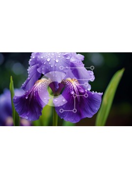 Intra Συλλεκτικό Ξύλινο Παζλ Plywood  4mm - Εκπληκτικό μωβ λουλούδι ίριδας με σταγονίδια νερού Σε Ξύλινο Κουτί - Διαστάσεις: 10x10 cm – 25 κομμάτια