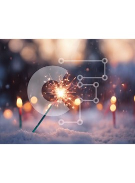 Intra Συλλεκτικό Ξύλινο Παζλ Plywood  4mm - Βεγγαλικά στο χιόνι με κεριά Σε Ξύλινο Κουτί - Διαστάσεις Puzzle: 10x10 cm – 25 κομμάτια