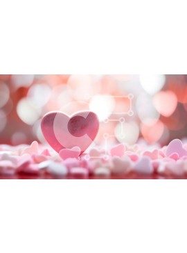 Intra Συλλεκτικό Ξύλινο Παζλ Plywood  4mm - Ροζ καραμέλα σε σχήμα καρδιάς σε ροζ και λευκές καραμέλες Σε Ξύλινο Κουτί - Διαστάσεις Puzzle: 10x10 cm – 25 κομμάτια