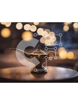 Intra Συλλεκτικό Ξύλινο Παζλ Plywood  4mm - Χρυσό μαγικό φωτιστικό σε τραπέζι Σε Ξύλινο Κουτί - Διαστάσεις Puzzle: 10x10 cm – 25 κομμάτια