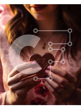 Intra Συλλεκτικό Ξύλινο Παζλ Plywood  4mm - Γυναίκα που κρατά μπάρα σοκολάτας σε σχήμα καρδιάς για την ημέρα του Αγίου Βαλεντίνου Σε Ξύλινο Κουτί - Διαστάσεις Puzzle: 10x10 cm – 25 κομμάτια