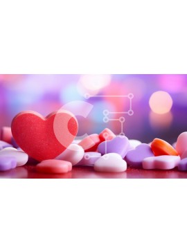 Intra Συλλεκτικό Ξύλινο Παζλ Plywood  4mm - Πολύχρωμες καραμέλες σε σχήμα καρδιάς σε πορτοκαλί φόντο Σε Ξύλινο Κουτί - Διαστάσεις Puzzle: 10x10 cm – 25 κομμάτια