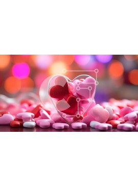 Intra Συλλεκτικό Ξύλινο Παζλ Plywood  4mm - Καρδιές καραμέλας σε σχήμα καρδιάς για την ημέρα του Αγίου Βαλεντίνου Σε Ξύλινο Κουτί - Διαστάσεις Puzzle: 10x10 cm – 25 κομμάτια