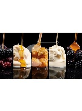 Σετ των 2 Intra Συλλεκτικό Ξύλινο Παζλ Plywood  4mm - Λαχταριστά επιδόρπια με σιρόπι και μούρα Σε Ξύλινο Κουτί - Διαστάσεις: 10x10 cm – 25 κομμάτια