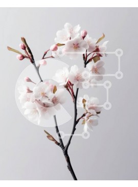 Σετ των 2 Intra Συλλεκτικό Ξύλινο Παζλ Plywood  4mm - Όμορφη εικόνα του κλαδιού λευκής κερασιάς με ροζ λουλούδια σε γκρι φόντο Σε Ξύλινο Κουτί - Διαστάσεις: 10x10 cm – 25 κομμάτια