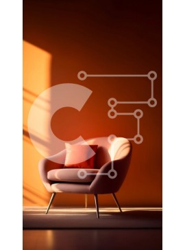 Intra Συλλεκτικό Ξύλινο Παζλ Plywood  4mm - Πορτοκαλί Δωμάτιο με Ροζ Καρέκλα - Φωτογραφία Εσωτερικού Σχεδιασμού Σε Ξύλινο Κουτί - Διαστάσεις Puzzle: 10x10 cm – 25 κομμάτια