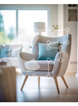 Intra Συλλεκτικό Ξύλινο Παζλ Plywood  4mm - Άνετο και φωτεινό σαλόνι με φυσικό φως και λευκό δερμάτινο καναπέ Σε Ξύλινο Κουτί - Διαστάσεις Puzzle: 10x10 cm – 25 κομμάτια