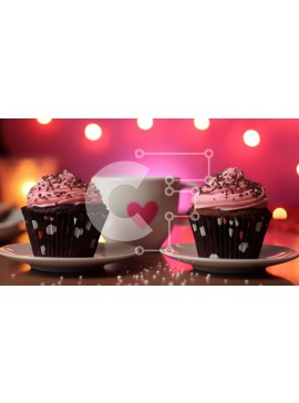 Σετ των 2 Intra Συλλεκτικό Ξύλινο Παζλ Plywood  4mm - Cupcakes με γλάσο σε σχήμα καρδιάς σε πιάτα με καραμέλα Σε Ξύλινο Κουτί - Διαστάσεις: 10x10 cm – 25 κομμάτια