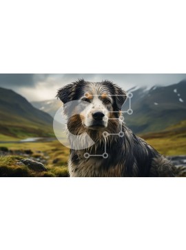 Intra Συλλεκτικό Ξύλινο Παζλ Plywood  4mm - Σκύλος σε βραχώδες έδαφος με βουνά στο φόντο Σε Ξύλινο Κουτί - Διαστάσεις: 10x10 cm – 25 κομμάτια