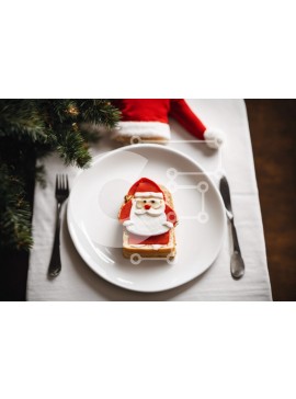 Σετ των 2 Intra Συλλεκτικό Ξύλινο Παζλ Plywood  4mm - Αρτοσκευάσματα σε σχήμα Άγιου Βασίλη σε ένα άσπρο πιάτο Σε Ξύλινο Κουτί - Διαστάσεις: 10x10 cm – 25 κομμάτια