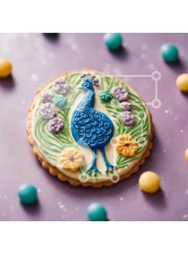 Σετ των 2 Intra Συλλεκτικό Ξύλινο Παζλ Plywood  4mm - Μπισκότο Peacock με μπλε και κίτρινα χρώματα Σε Ξύλινο Κουτί - Διαστάσεις: 10x10 cm – 25 κομμάτια