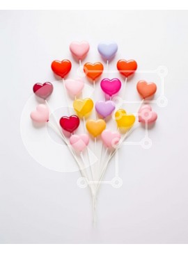 Σετ των 2 Intra Συλλεκτικό Ξύλινο Παζλ Plywood  4mm - Πολύχρωμο μπουκέτο γλειφιτζούρια σε σχήμα καρδιάς σε λευκό φόντο Σε Ξύλινο Κουτί - Διαστάσεις: 10x10 cm – 25 κομμάτια