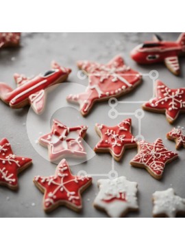 Σετ των 2 Intra Συλλεκτικό Ξύλινο Παζλ Plywood  4mm - Κόκκινα και λευκά μπισκότα και μελόψωμο για τις γιορτές Σε Ξύλινο Κουτί - Διαστάσεις: 10x10 cm – 25 κομμάτια