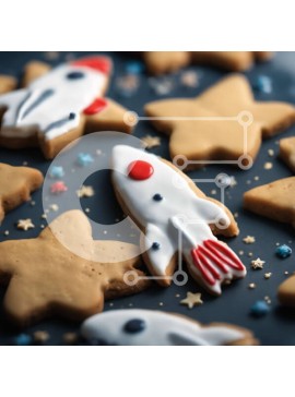 Σετ των 2 Intra Συλλεκτικό Ξύλινο Παζλ Plywood  4mm - Cookies με θέμα το διάστημα σε μαύρη επιφάνεια Σε Ξύλινο Κουτί - Διαστάσεις: 10x10 cm – 25 κομμάτια