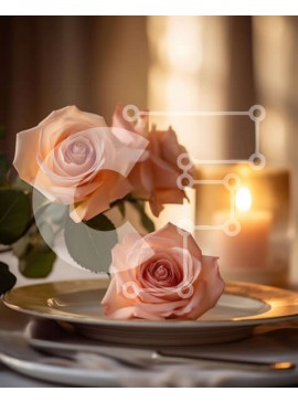 Σετ των 2 Intra Συλλεκτικό Ξύλινο Παζλ Plywood  4mm - Όμορφο πιάτο στολισμένο με τριαντάφυλλο και κεριά με σκεύη Σε Ξύλινο Κουτί - Διαστάσεις: 10x10 cm – 25 κομμάτια