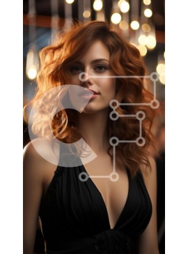 Intra Συλλεκτικό Ξύλινο Παζλ Plywood  4mm - Όμορφη εικόνα μιας γυναίκας με μαύρο φόρεμα που στέκεται σε ένα δωμάτιο με χαμηλό φωτισμό Σε Ξύλινο Κουτί - Διαστάσεις Puzzle: 10x10 cm – 25 κομμάτια