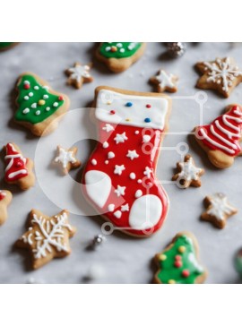 Σετ των 2 Intra Συλλεκτικό Ξύλινο Παζλ Plywood  4mm - Διακοσμημένα χριστουγεννιάτικα μπισκότα σε λευκό τραπέζι Σε Ξύλινο Κουτί - Διαστάσεις: 10x10 cm – 25 κομμάτια