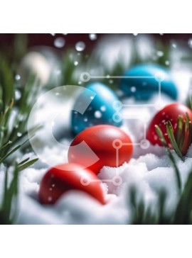 Intra Συλλεκτικό Ξύλινο Παζλ Plywood  4mm - Πολύχρωμα Πασχαλινά αυγά στο χιόνι Σε Ξύλινο Κουτί - Διαστάσεις Puzzle: 10x10 cm – 25 κομμάτια