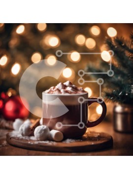 Intra Συλλεκτικό Ξύλινο Παζλ Plywood  4mm - Ζεστό κακάο με marshmallows και ξυλάκια κανέλας μπροστά από τα χριστουγεννιάτικα στολίδια Σε Ξύλινο Κουτί - Διαστάσεις Puzzle: 10x10 cm – 25 κομμάτια