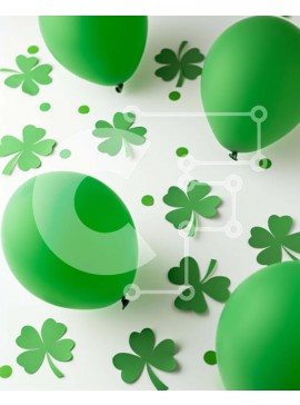 Intra Συλλεκτικό Ξύλινο Παζλ Plywood  4mm - Πράσινα μπαλόνια και τριφύλλια για την ημέρα του Αγίου Πατρικίου Σε Ξύλινο Κουτί - Διαστάσεις: 10x10 cm – 25 κομμάτια