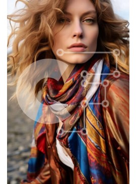 Σετ των 2 Intra Συλλεκτικό Ξύλινο Παζλ Plywood  4mm - Γυναίκα με μακριά σγουρά ξανθά μαλλιά στην παραλία Σε Ξύλινο Κουτί - Διαστάσεις: 10x10 cm – 25 κομμάτια