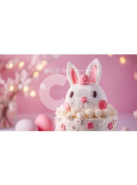 Σετ των 2 Intra Συλλεκτικό Ξύλινο Παζλ Plywood  4mm - Πασχαλινό κέικ λαγουδάκι με ροζ και λευκά διακοσμητικά Σε Ξύλινο Κουτί - Διαστάσεις: 10x10 cm – 25 κομμάτια