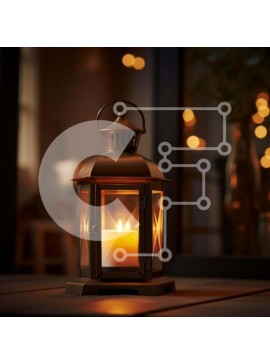 Intra Συλλεκτικό Ξύλινο Παζλ Plywood  4mm - Ρομαντικό φανάρι υπό το φως των κεριών σε ξύλινο τραπέζι Σε Ξύλινο Κουτί - Διαστάσεις Puzzle: 10x10 cm – 25 κομμάτια