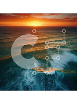 Intra Συλλεκτικό Ξύλινο Παζλ Plywood  4mm - Εναέρια θέα στο ηλιοβασίλεμα των κυμάτων του ωκεανού Σε Ξύλινο Κουτί - Διαστάσεις: 10x10 cm – 25 κομμάτια