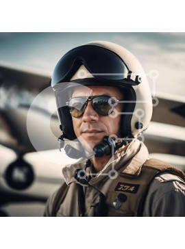 Intra Συλλεκτικό Ξύλινο Παζλ Plywood  4mm - Άνθρωπος με εξοπλισμό αεροπορίας που στέκεται μπροστά από ένα αεροπλάνο Σε Ξύλινο Κουτί - Διαστάσεις Puzzle: 10x10 cm – 25 κομμάτια