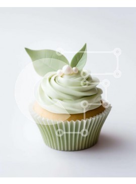 Σετ των 2 Intra Συλλεκτικό Ξύλινο Παζλ Plywood  4mm - Φρεσκοψημένο Cupcake με λευκό παγωμένο και πράσινα φύλλα Σε Ξύλινο Κουτί - Διαστάσεις: 10x10 cm – 25 κομμάτια
