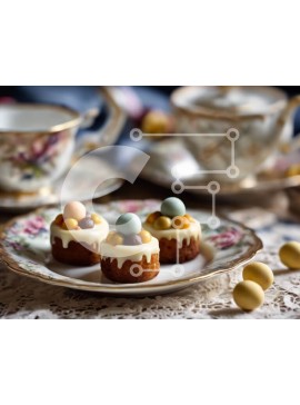 Σετ των 2 Intra Συλλεκτικό Ξύλινο Παζλ Plywood  4mm - Τραπέζι με επιδόρπια και τσαγιέρα Σε Ξύλινο Κουτί - Διαστάσεις: 10x10 cm – 25 κομμάτια