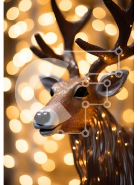 Intra Συλλεκτικό Ξύλινο Παζλ Plywood  4mm - Διακοσμητικό ειδώλιο με κεφάλι ελαφιού με αστραφτερά φώτα Σε Ξύλινο Κουτί - Διαστάσεις Puzzle: 10x10 cm – 25 κομμάτια