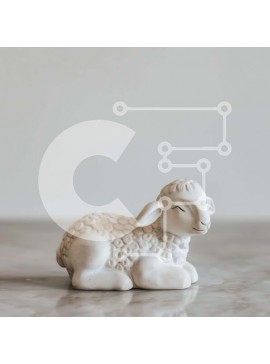 Intra Συλλεκτικό Ξύλινο Παζλ Plywood  4mm - Λευκό Κεραμικό Πρόβατο Ειδώλιο ύπνου Σε Ξύλινο Κουτί - Διαστάσεις Puzzle: 10x10 cm – 25 κομμάτια