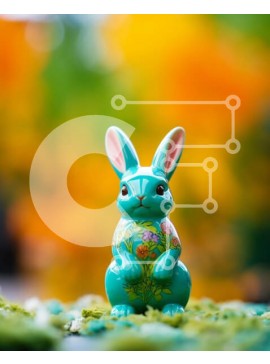 Intra Συλλεκτικό Ξύλινο Παζλ Plywood  4mm - Πασχαλινή διακόσμηση λαγουδάκι σε πράσινο γρασίδι Σε Ξύλινο Κουτί - Διαστάσεις Puzzle: 10x10 cm – 25 κομμάτια