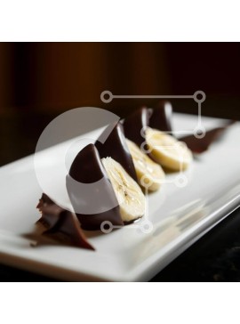 Σετ των 2 Intra Συλλεκτικό Ξύλινο Παζλ Plywood  4mm - Φέτες μπανάνας καλυμμένες με σοκολάτα σε λευκό πιάτο Σε Ξύλινο Κουτί - Διαστάσεις: 10x10 cm – 25 κομμάτια