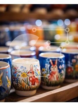 Intra Συλλεκτικό Ξύλινο Παζλ Plywood  4mm - Συλλογή από πολύχρωμα κεραμικά κύπελλα με μοναδικά σχέδια Σε Ξύλινο Κουτί - Διαστάσεις Puzzle: 10x10 cm – 25 κομμάτια