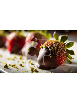 Σετ των 2 Intra Συλλεκτικό Ξύλινο Παζλ Plywood  4mm - Φράουλες καλυμμένες με σοκολάτα σε λευκό πιάτο Σε Ξύλινο Κουτί - Διαστάσεις: 10x10 cm – 25 κομμάτια