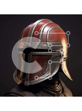 Intra Συλλεκτικό Ξύλινο Παζλ Plywood  4mm - Διακοσμητικό κράνος με σχέδιο κόκκινο και ασημί Σε Ξύλινο Κουτί - Διαστάσεις Puzzle: 10x10 cm – 25 κομμάτια