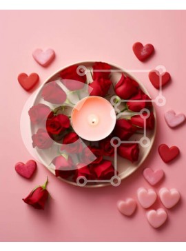 Intra Συλλεκτικό Ξύλινο Παζλ Plywood  4mm - Ρομαντική σύνθεση από τριαντάφυλλα και καρδιές Σε Ξύλινο Κουτί - Διαστάσεις Puzzle: 10x10 cm – 25 κομμάτια