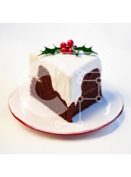 Σετ των 2 Intra Συλλεκτικό Ξύλινο Παζλ Plywood  4mm - Κέικ σοκολάτας με White Frosting και Holly Berries Σε Ξύλινο Κουτί - Διαστάσεις: 10x10 cm – 25 κομμάτια