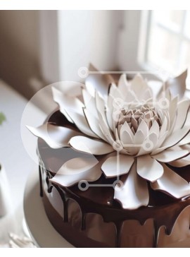 Σετ των 2 Intra Συλλεκτικό Ξύλινο Παζλ Plywood  4mm - Κέικ σοκολάτας με περίπλοκο σχέδιο λουλουδιών Σε Ξύλινο Κουτί - Διαστάσεις: 10x10 cm – 25 κομμάτια