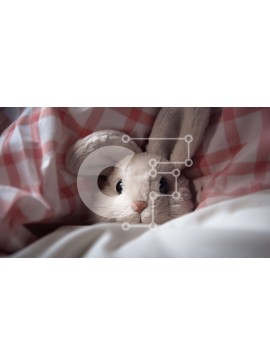 Intra Συλλεκτικό Ξύλινο Παζλ Plywood  4mm - Χαριτωμένο κουνελάκι που κρυφοκοιτάζει κάτω από τις κουβέρτες Σε Ξύλινο Κουτί - Διαστάσεις: 10x10 cm – 25 κομμάτια