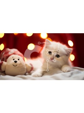 Σετ των 2 Intra Συλλεκτικό Ξύλινο Παζλ Plywood  4mm - Παιχνιδιάρικο λευκό γατάκι με πορτοκαλί αρκουδάκι Σε Ξύλινο Κουτί - Διαστάσεις: 10x10 cm – 25 κομμάτια