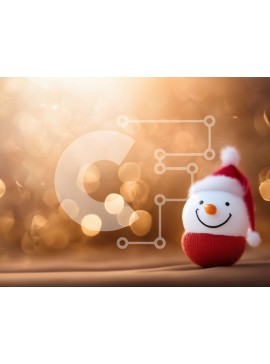 Intra Συλλεκτικό Ξύλινο Παζλ Plywood  4mm - Γιορτινός χιονάνθρωπος με καπέλο Άγιου Βασίλη Σε Ξύλινο Κουτί - Διαστάσεις Puzzle: 10x10 cm – 25 κομμάτια