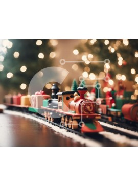 Intra Συλλεκτικό Ξύλινο Παζλ Plywood  4mm - Γιορτινό παιχνίδι τρένο με χριστουγεννιάτικα δέντρα Σε Ξύλινο Κουτί - Διαστάσεις Puzzle: 10x10 cm – 25 κομμάτια