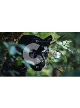 Intra Συλλεκτικό Ξύλινο Παζλ Plywood  4mm - Μαύρος Πάνθηρας που κρυφοκοιτάζει από τα δέντρα Σε Ξύλινο Κουτί - Διαστάσεις: 10x10 cm – 25 κομμάτια